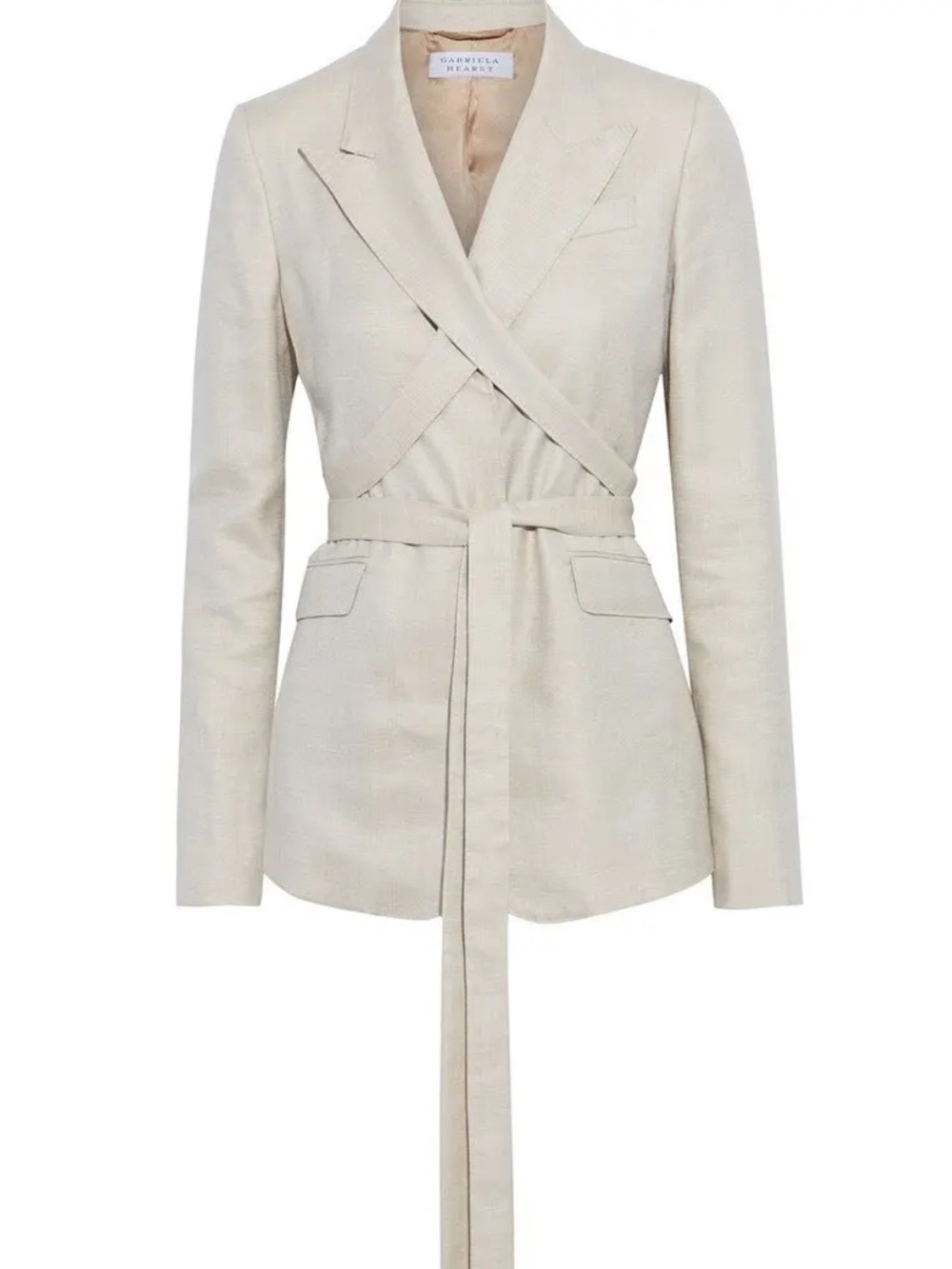 Gabriela Hearst Nutter Blazer Wool Silk Linen Tie Waist Tailored Jacket